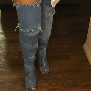 Denim boots